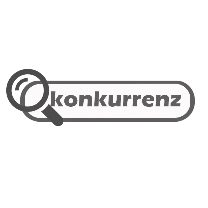 Graues Logo mit dem Wort "Konkurrenz" und einer Lupe, symbolisierend App Store Optimierung und Wettbewerb.