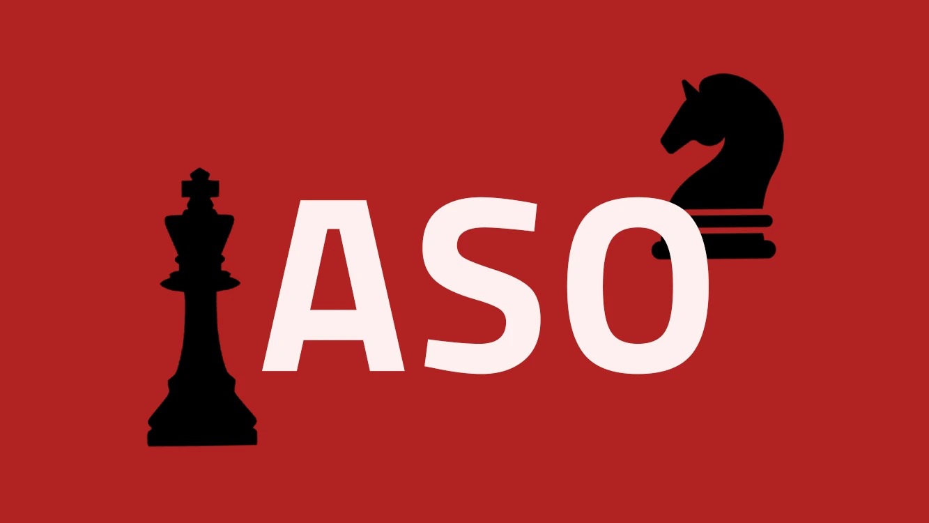 ASO-Illustration: Schachfiguren auf rotem Hintergrund symbolisieren Strategien zur App Store Optimierung.