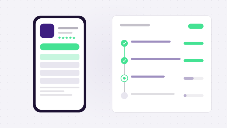 Onboarding-Schritte in der App und der Fortschritt der Nutzer